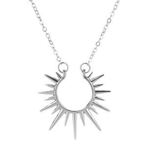 Sterling Silver Sunburst Spike Necklace - Silver